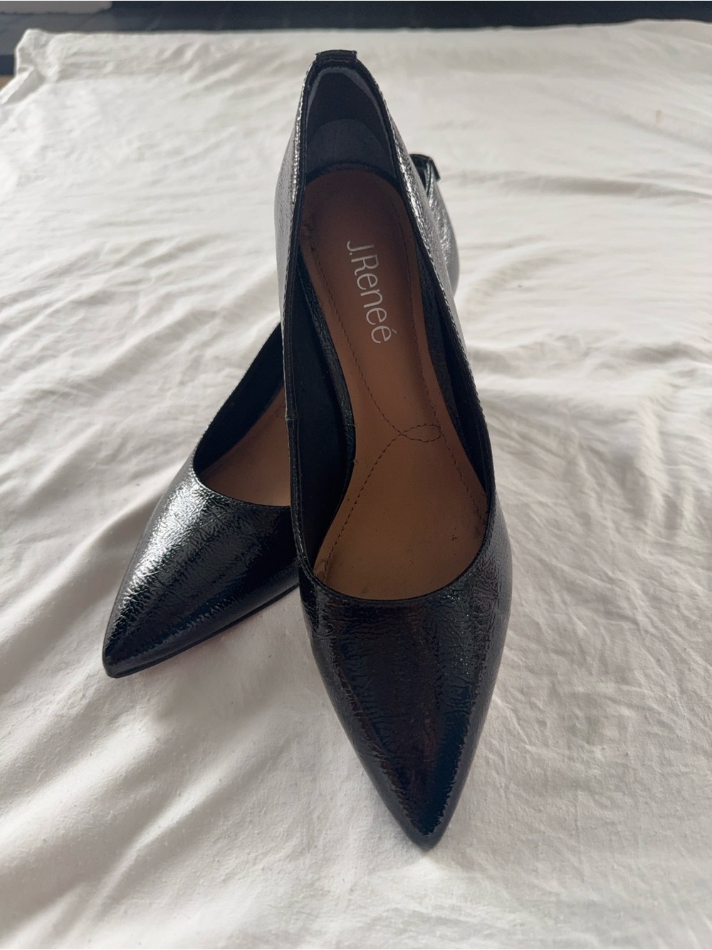 J.Reneé Black Pointed Toe Patent Pumps